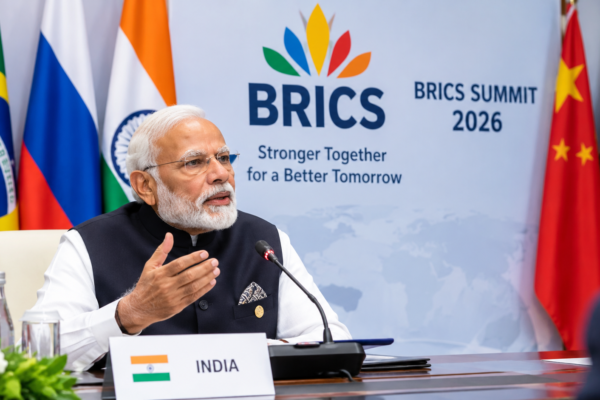 BRICS बैठक में प्रधानमंत्री नरेंद्र मोदी 20 साल के रोडमैप पर चर्चा करते हुए