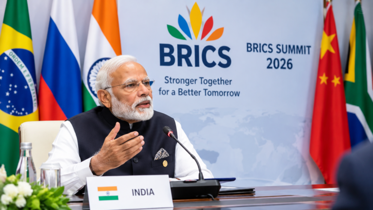 BRICS बैठक में प्रधानमंत्री नरेंद्र मोदी 20 साल के रोडमैप पर चर्चा करते हुए